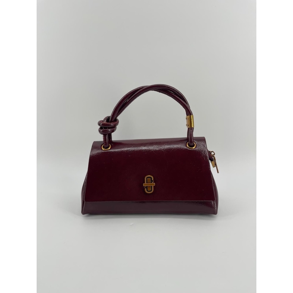 NWOT Y2K Style Burgundy Faux Leather Mini Bag Gold Hardware Crossbody